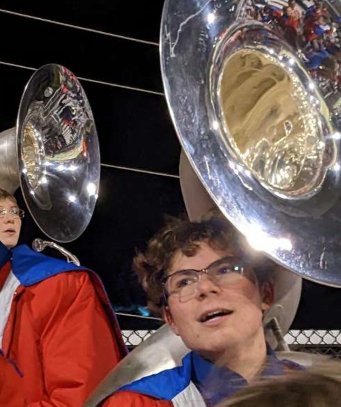 Me playing at a highschool football game